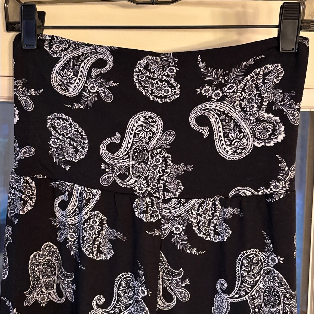 ACTING PRO Pull-On Wide Leg Pant Blk w/ Paisley Print High Waist Boho Coastal - Picture 2 of 7